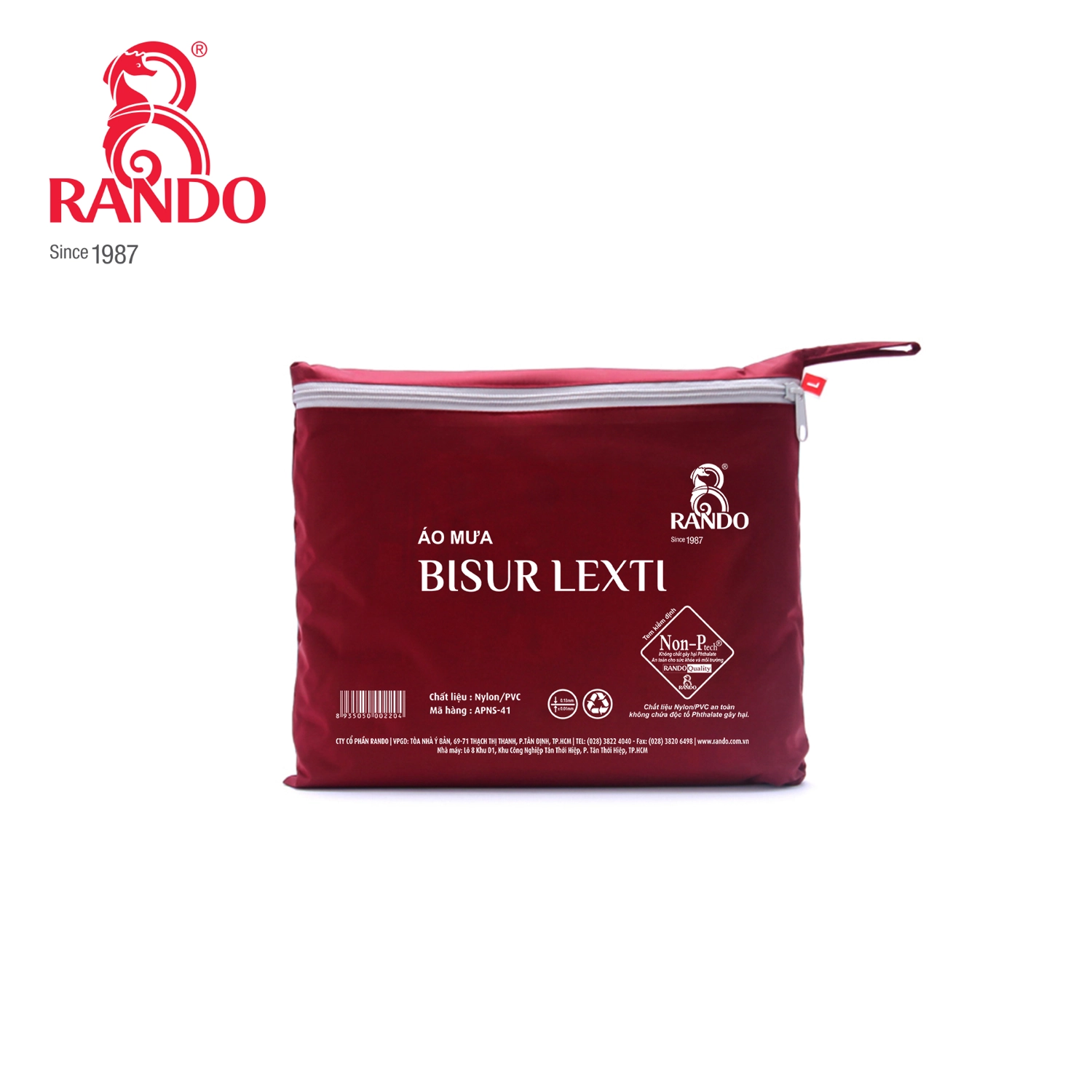 Áo mưa Bisur Lexti RANDO-Đỏ đô