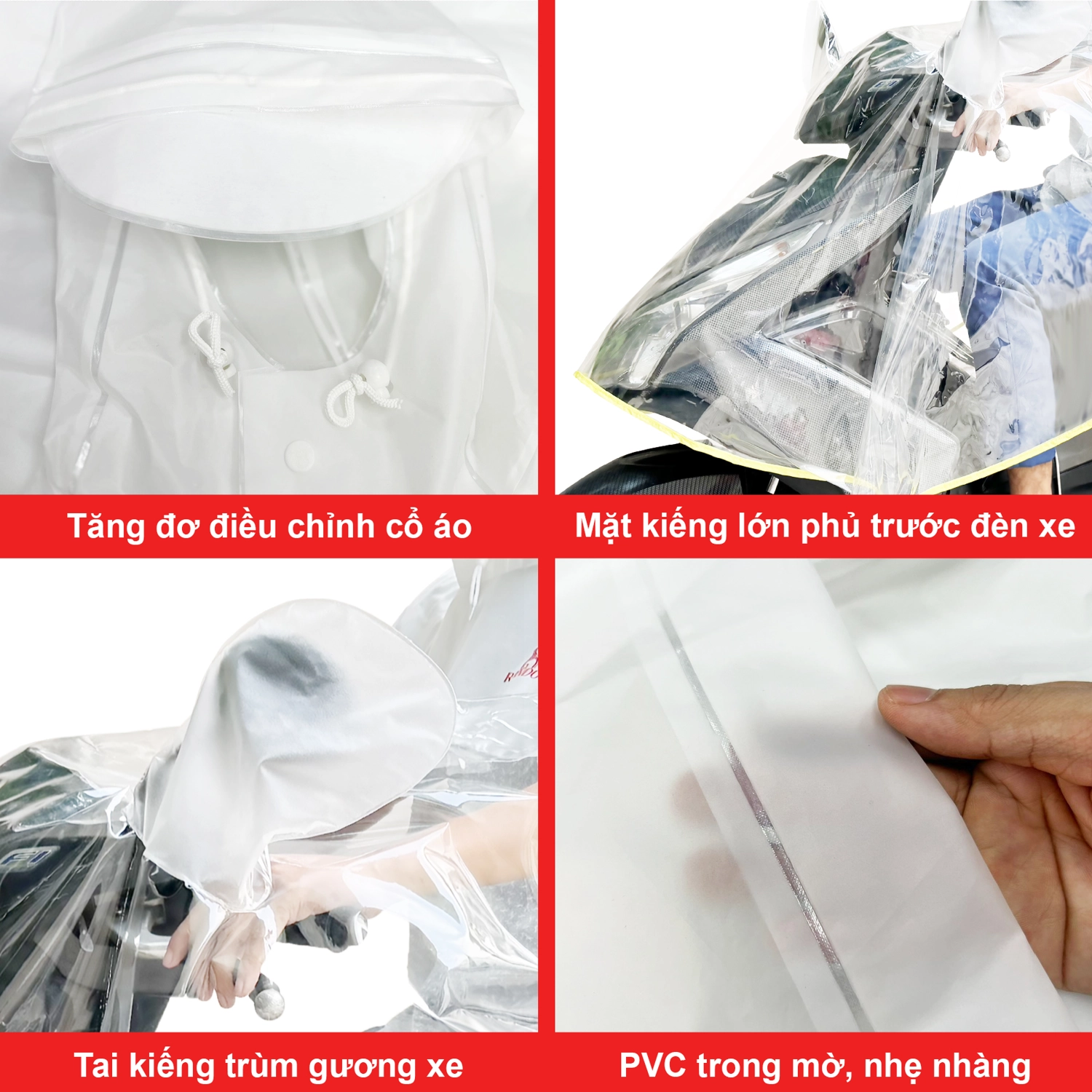 Áo mưa ENCIR 2 nón trong màu RANDO - Mô tả chi tiết