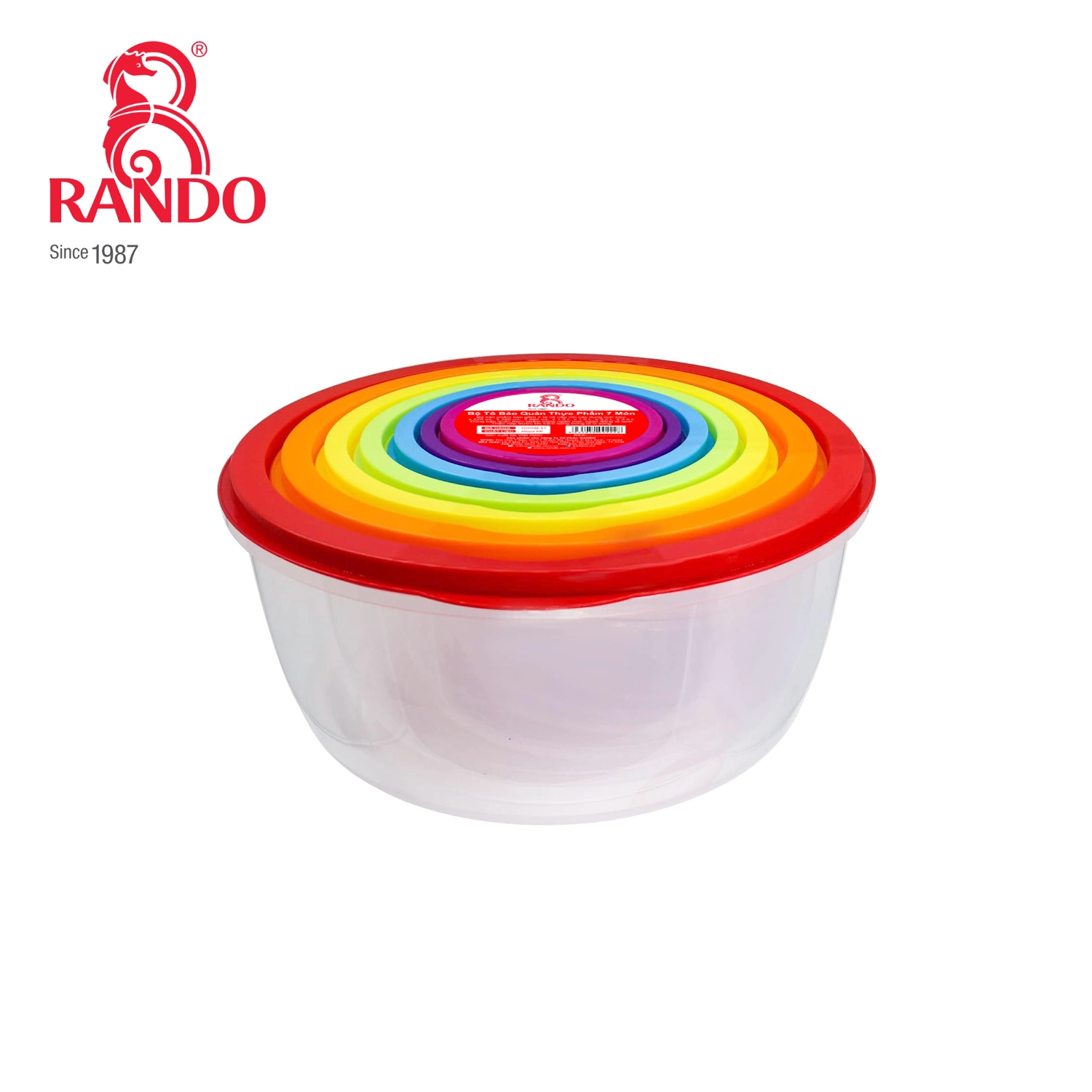 Bộ T&ocirc; Bảo Quản Thực Phẩm 7 M&oacute;n RANDO - Nhựa PP