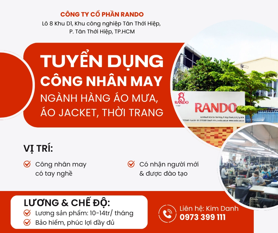 CÔNG NHÂN MAY NGÀNH HÀNG ÁO MƯA, THỜI TRANG - CTCP RD