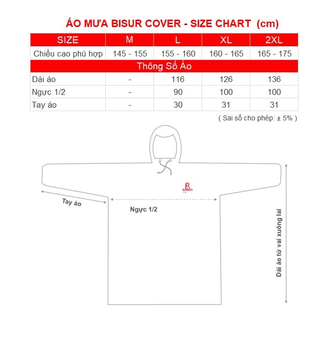 SIZE CHART AO MUA BISUR COVER RANDO