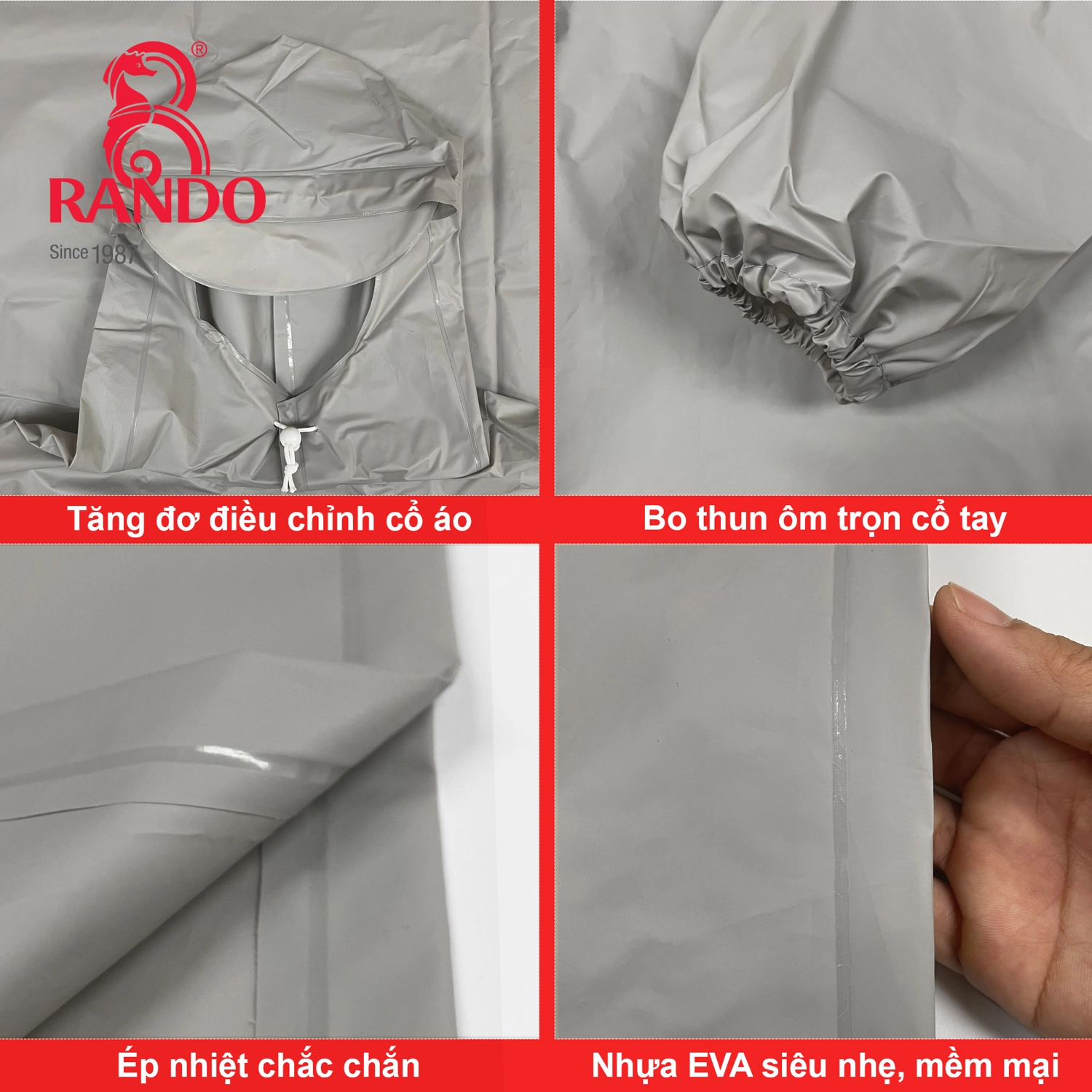 Áo mưa Eva Fuxi bít sườn nhựa siêu nhẹ chống nước toàn thân RANDO