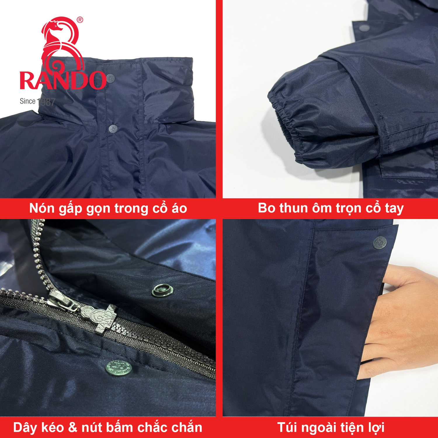 Bộ quần áo mưa thời trang RB1-RANDO-vải-Nylon-PVC-chống-nước-bền-bỉ-2