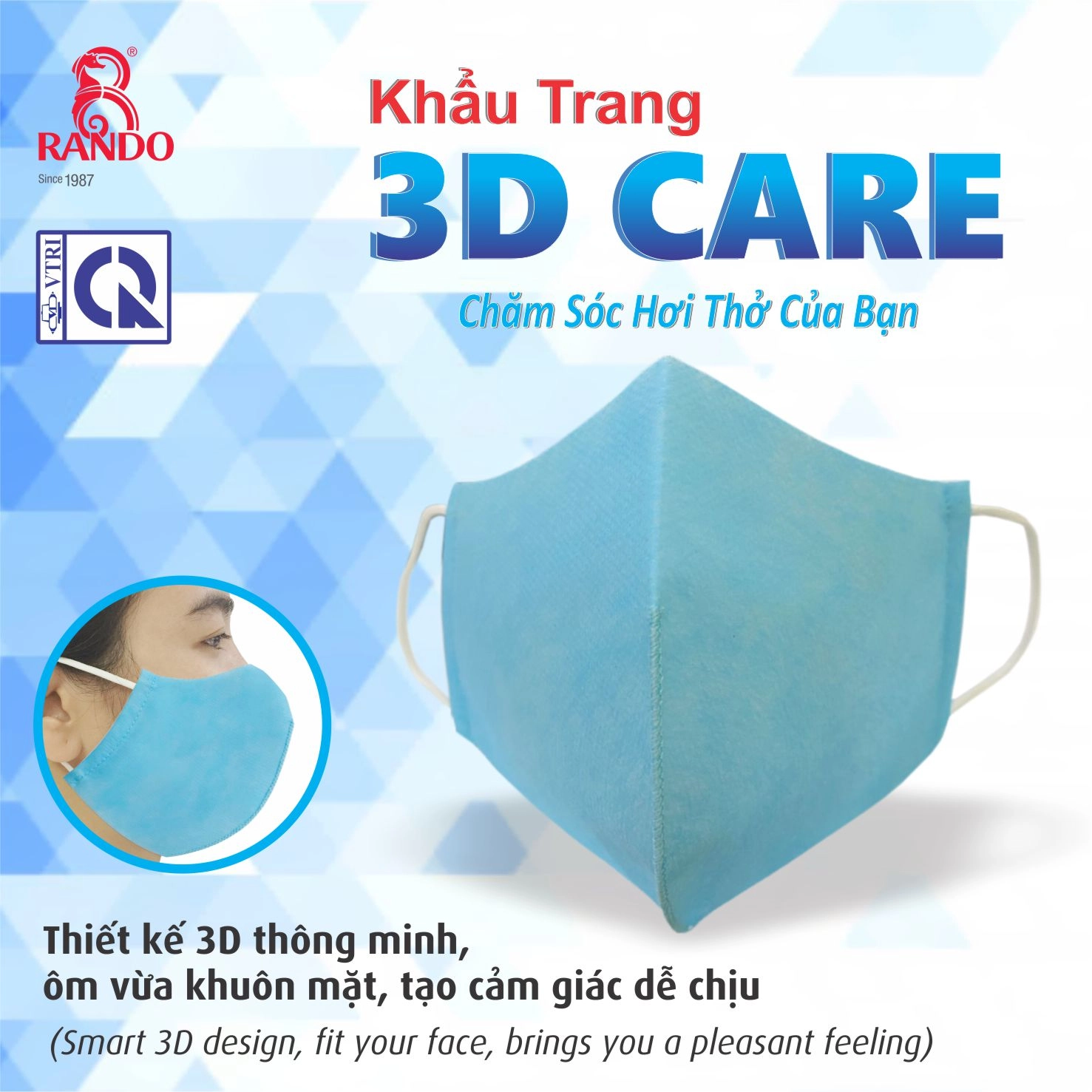 Khau trang vai khong det 3D Care - RANDO -3