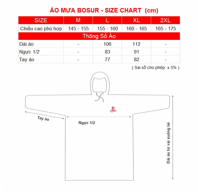 SIZE CHART AO MUA B0SUR RANDO