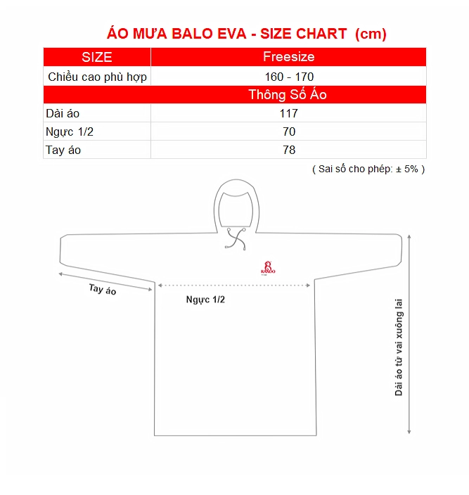 SIZE CHART AO MUA BALO EVA RANDO