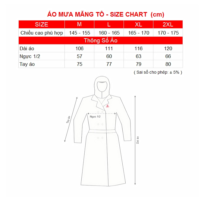 SIZE CHART AO MUA MANG TO RANDO