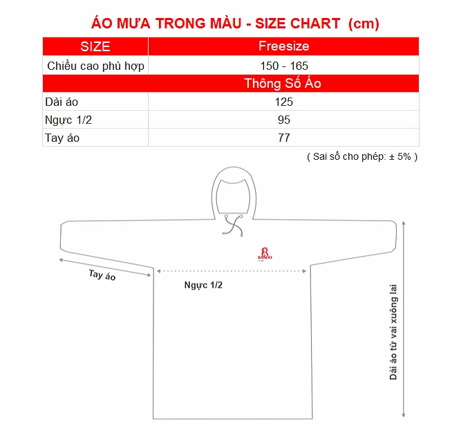 SIZE CHART AO MUA TRONG MAU RANDO