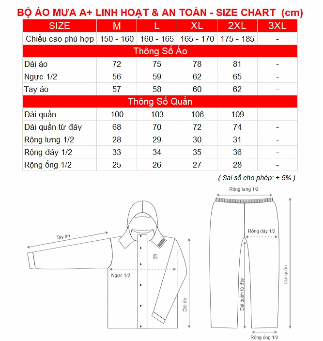 SIZE CHART BO AO MUA A+RANDO