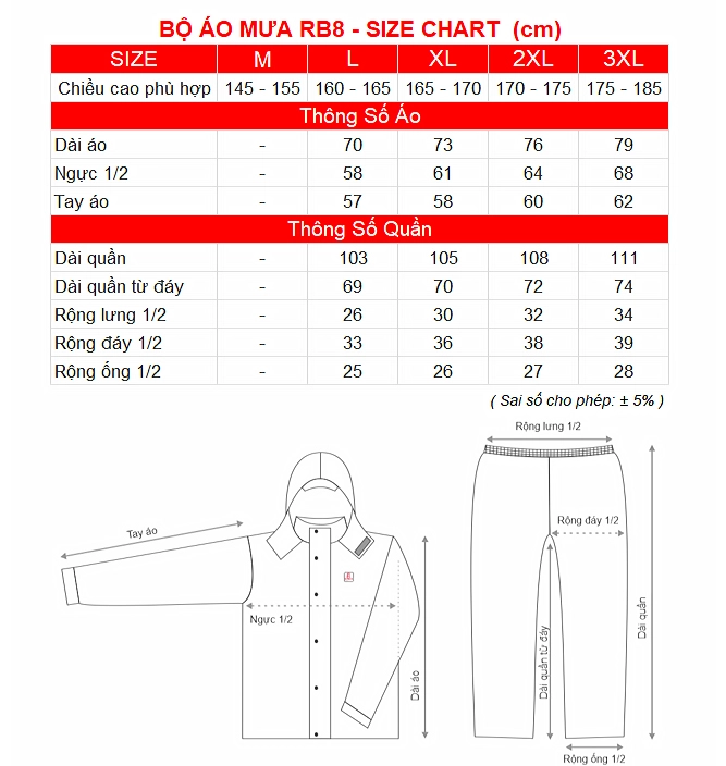 SIZE CHART BO AO MUA RB8 RANDO